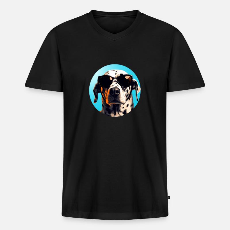 Dalmatiner Cool - Dalmatiner Hund - Männer Premium Bio T-Shirt mit V-Ausschnitt - Schwarz