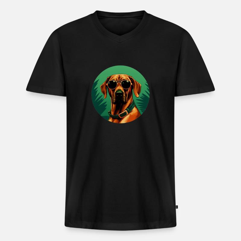 Rhodesian Ridgeback Cool - Rhodesian Ridgeback - Männer Premium Bio T-Shirt mit V-Ausschnitt - Schwarz