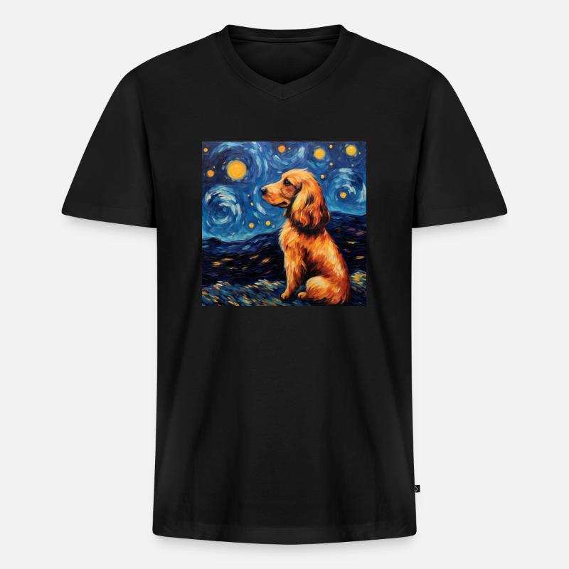 Cocker Spaniel Sternennacht - Männer Premium Bio T-Shirt mit V-Ausschnitt - Schwarz