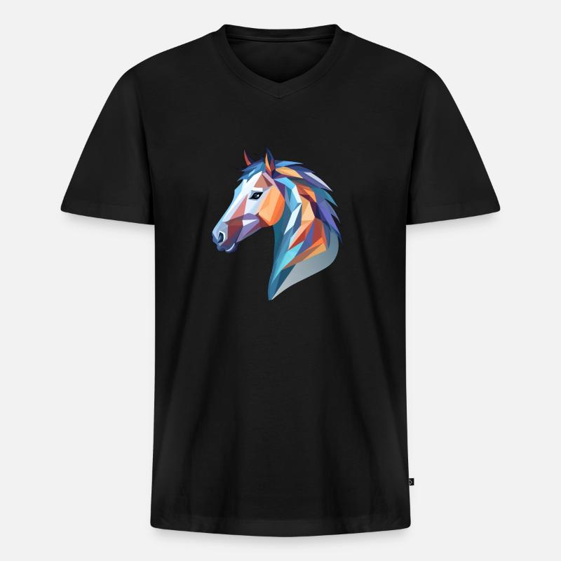 Pferdekopf - Männer Premium Bio T-Shirt mit V-Ausschnitt - Schwarz