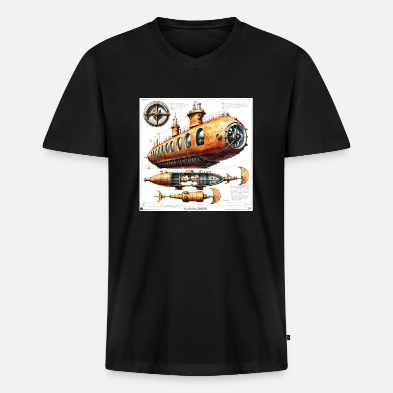 U-Boot Nr. 4 - Männer Premium Bio T-Shirt mit V-Ausschnitt - Schwarz
