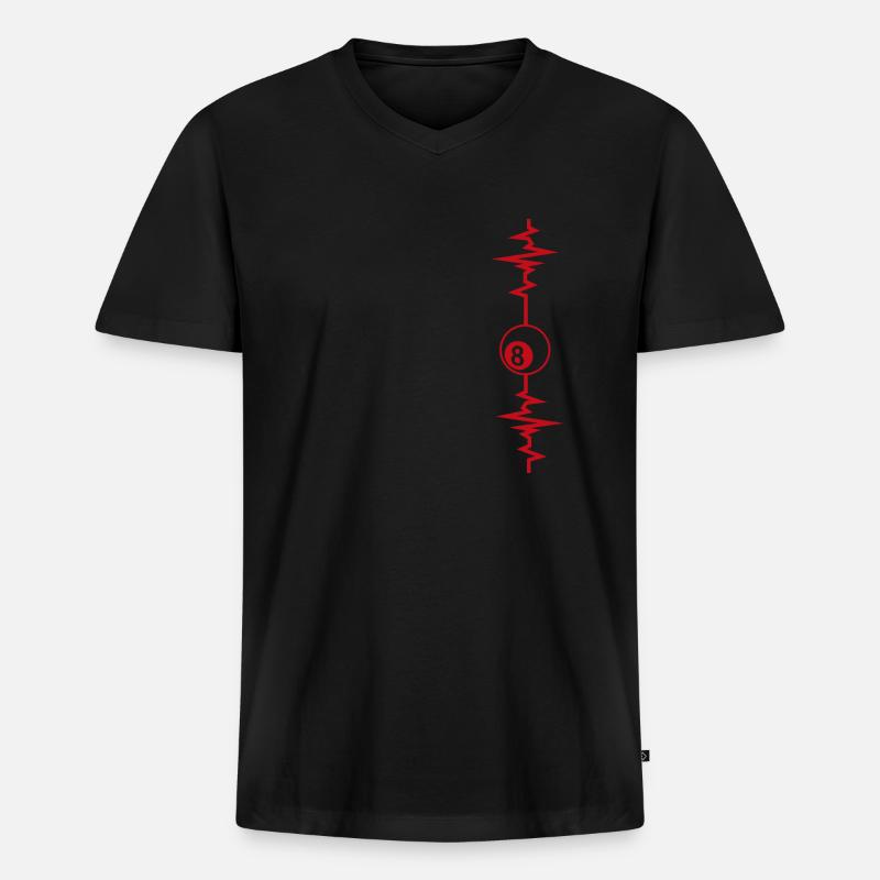Billard Herzschlag Billard Geschenkidee - Männer Premium Bio T-Shirt mit V-Ausschnitt - Schwarz