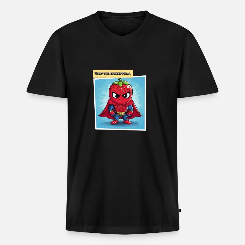 Held vom Erbeerfeld - Männer Premium Bio T-Shirt mit V-Ausschnitt - Schwarz