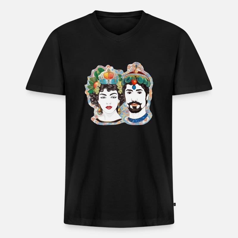 teste di moro - Männer Premium Bio T-Shirt mit V-Ausschnitt - Schwarz