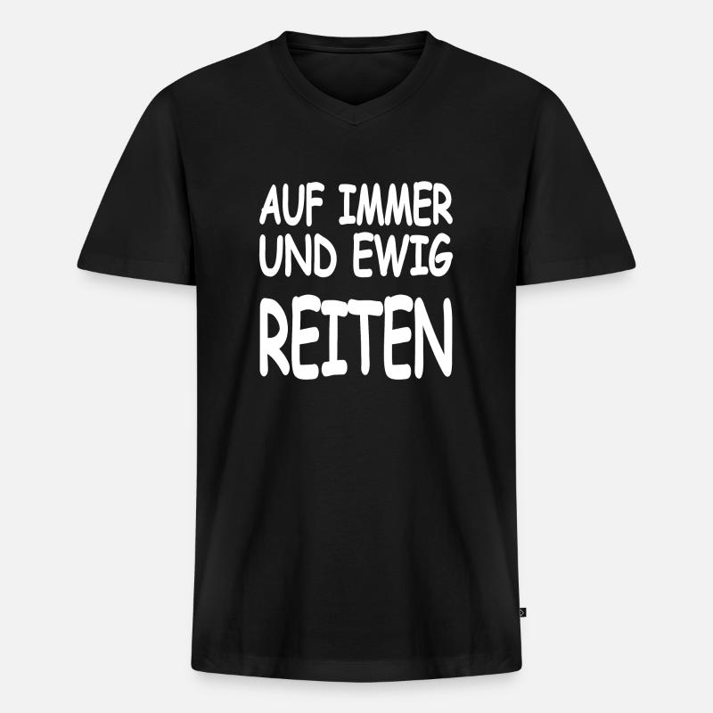 Reiten - Männer Premium Bio T-Shirt mit V-Ausschnitt - Schwarz