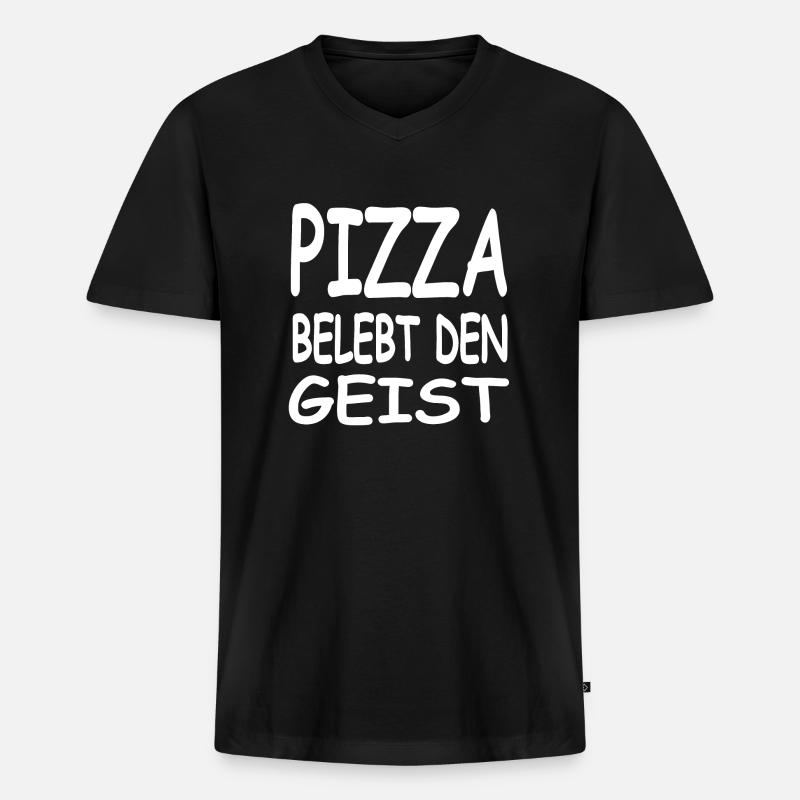 Pizza - Männer Premium Bio T-Shirt mit V-Ausschnitt - Schwarz