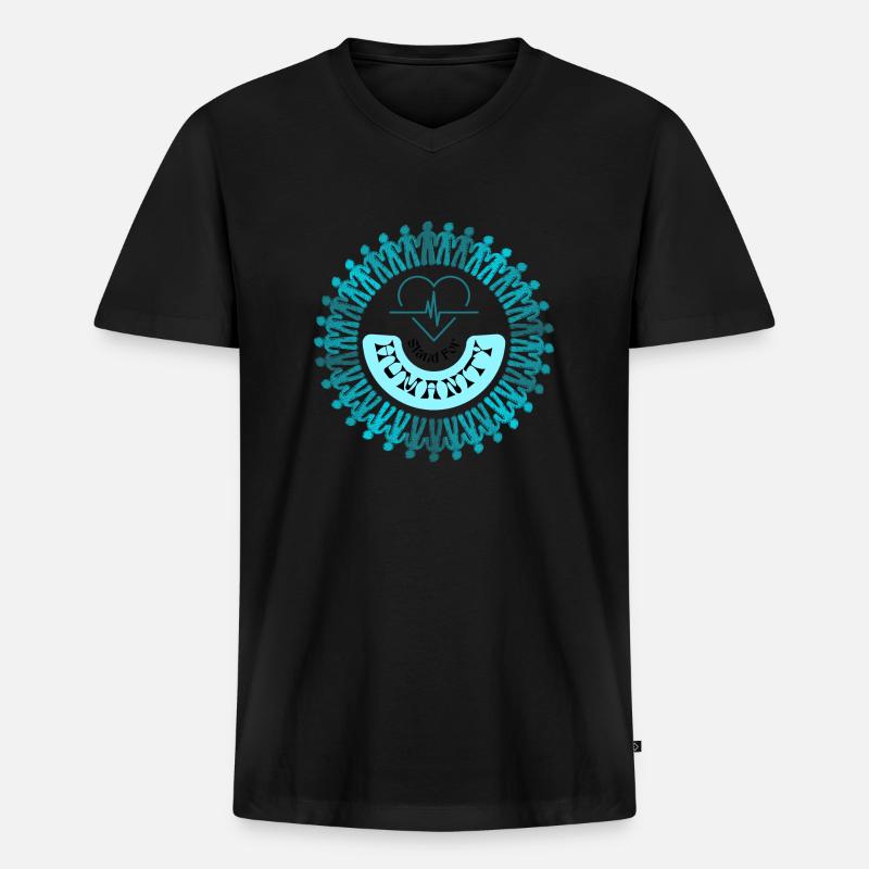 Stand for humanity - Männer Premium Bio T-Shirt mit V-Ausschnitt - Schwarz