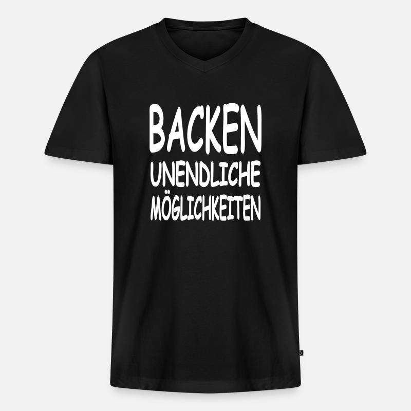Backen - Männer Premium Bio T-Shirt mit V-Ausschnitt - Schwarz