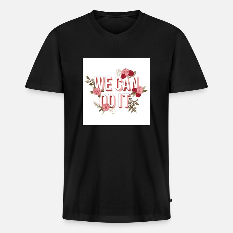 We can Do it - Männer Premium Bio T-Shirt mit V-Ausschnitt - Schwarz
