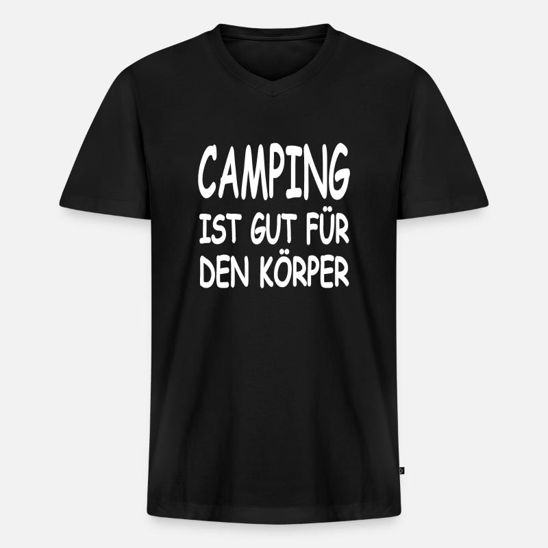 Camping - Männer Premium Bio T-Shirt mit V-Ausschnitt - Schwarz