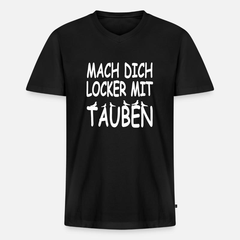 Tauben - Männer Premium Bio T-Shirt mit V-Ausschnitt - Schwarz