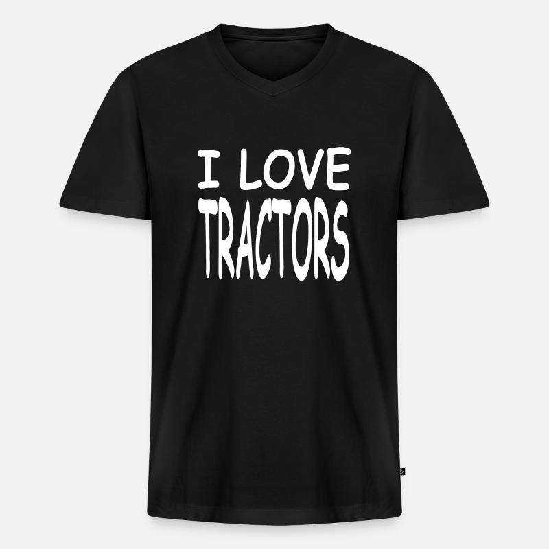 Traktor - Männer Premium Bio T-Shirt mit V-Ausschnitt - Schwarz