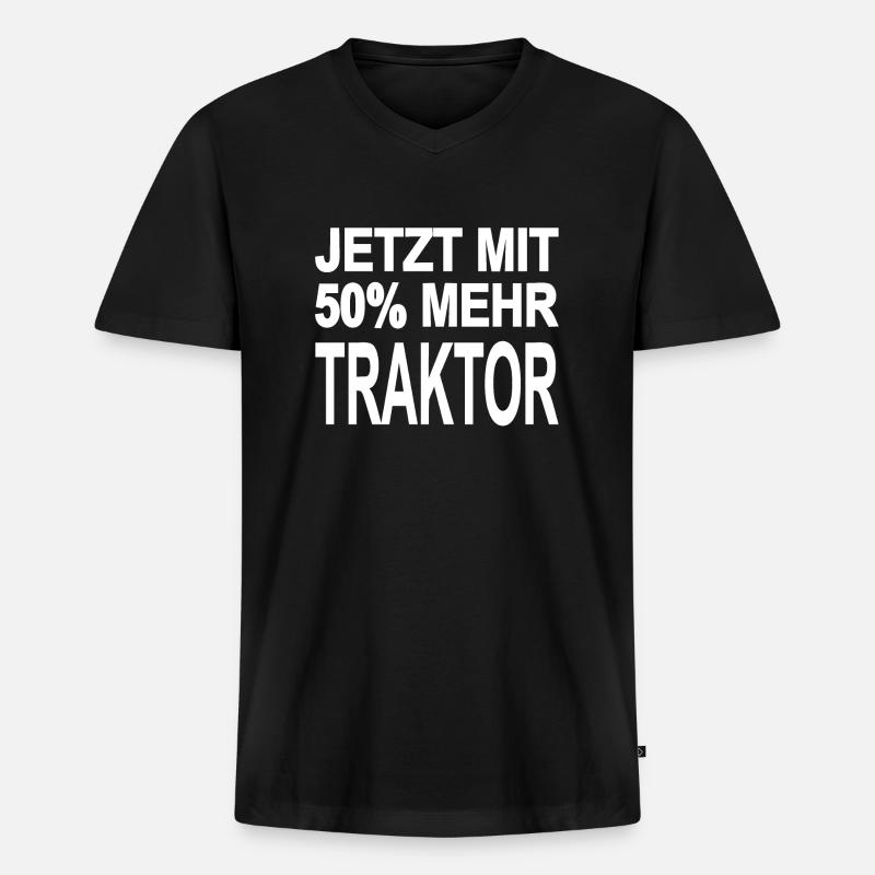Traktor - Männer Premium Bio T-Shirt mit V-Ausschnitt - Schwarz