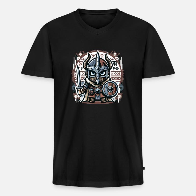 Wikinger Eulenwächter - Männer Premium Bio T-Shirt mit V-Ausschnitt - Schwarz