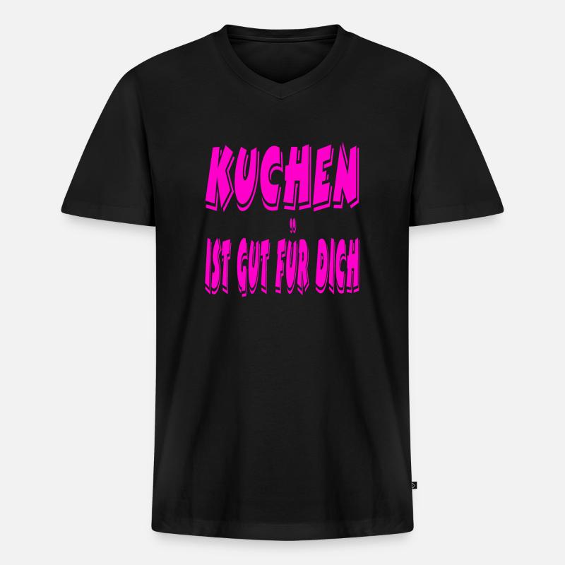 Kuchen - Männer Premium Bio T-Shirt mit V-Ausschnitt - Schwarz