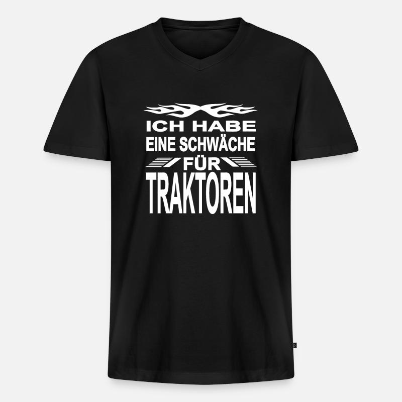 Traktor - Männer Premium Bio T-Shirt mit V-Ausschnitt - Schwarz
