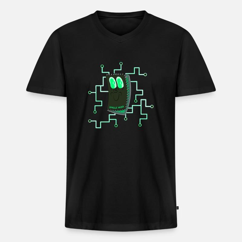LÄCHELN MOD - Männer Premium Bio T-Shirt mit V-Ausschnitt - Schwarz