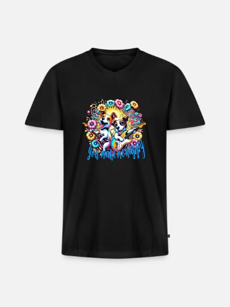 You make me happy - Men's Premium Organic T-shirt with V-neck - black