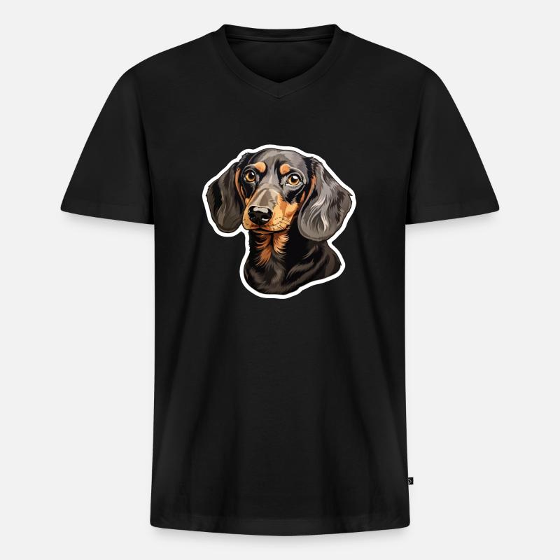 Dackel oder Dachshund - Männer Premium Bio T-Shirt mit V-Ausschnitt - Schwarz
