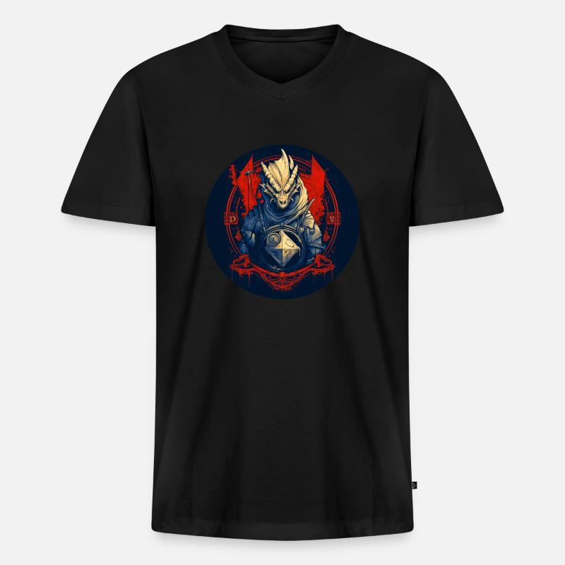 Die Rollenspiel Echse - Männer Premium Bio T-Shirt mit V-Ausschnitt - Schwarz