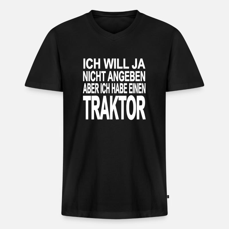 Traktor - Männer Premium Bio T-Shirt mit V-Ausschnitt - Schwarz