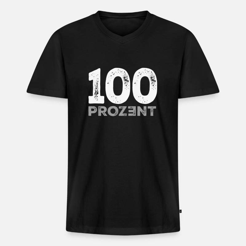 100% - Männer Premium Bio T-Shirt mit V-Ausschnitt - Schwarz
