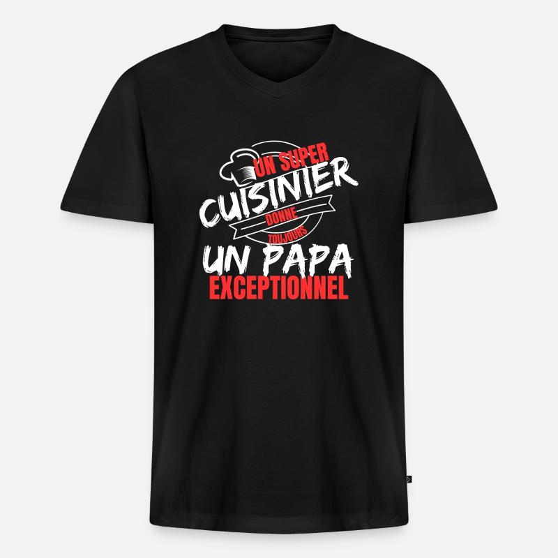 KOCH-DAD - Männer Premium Bio T-Shirt mit V-Ausschnitt - Schwarz