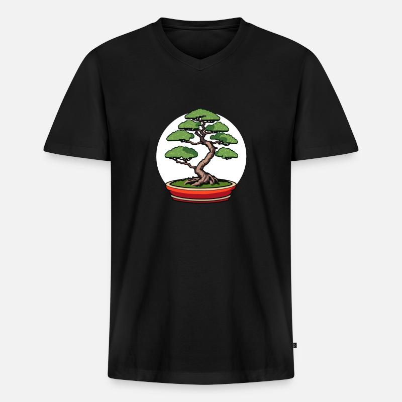 Bonsai Japan Baum - Männer Premium Bio T-Shirt mit V-Ausschnitt - Schwarz