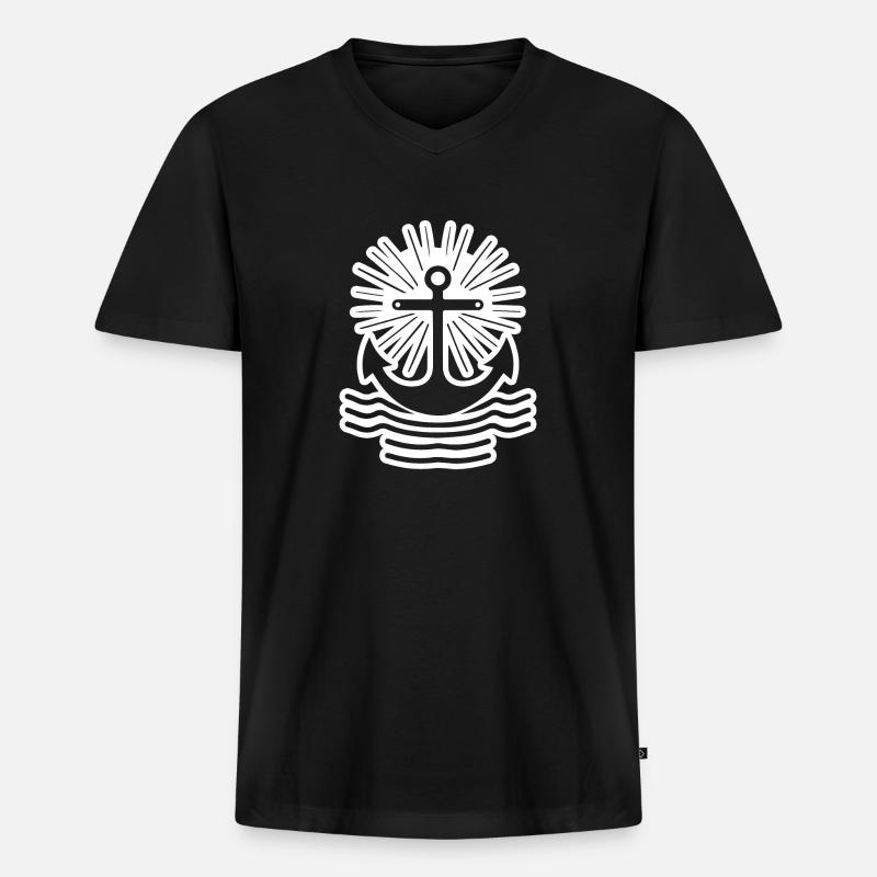 Anker - Männer Premium Bio T-Shirt mit V-Ausschnitt - Schwarz