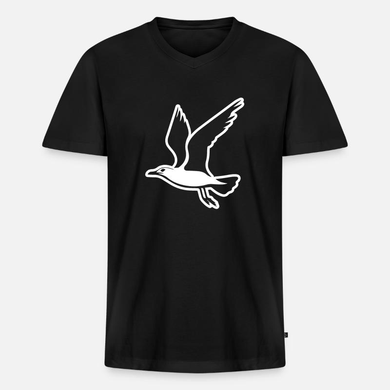 Möwe - Männer Premium Bio T-Shirt mit V-Ausschnitt - Schwarz