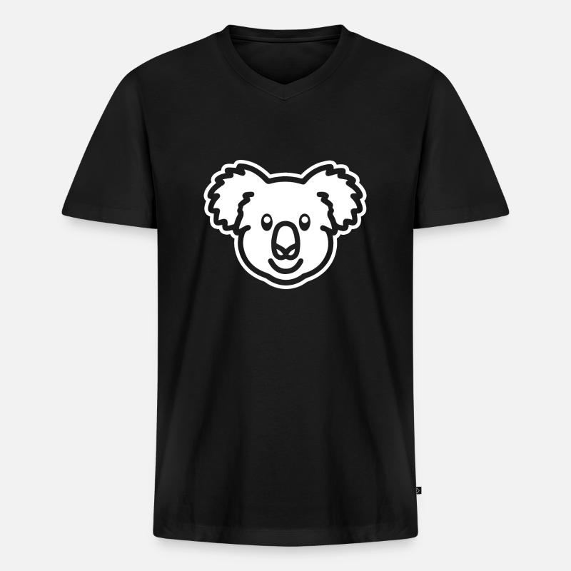 Koala - Männer Premium Bio T-Shirt mit V-Ausschnitt - Schwarz