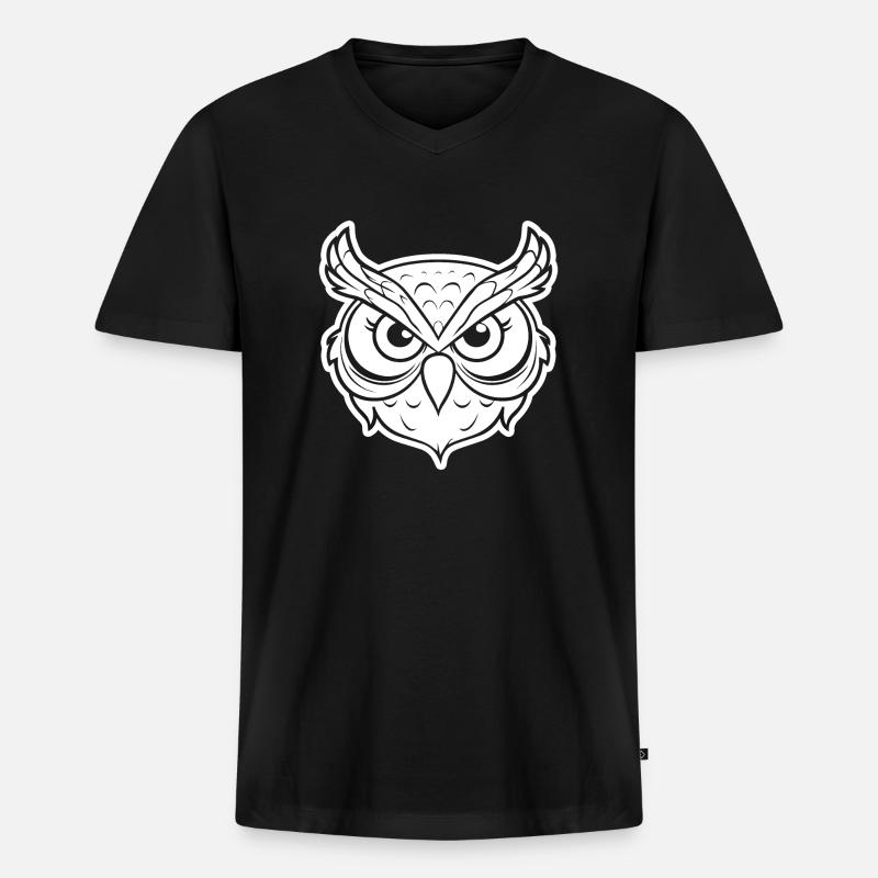 Eule Eulen Vogel - Männer Premium Bio T-Shirt mit V-Ausschnitt - Schwarz
