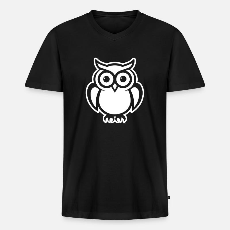 Eule Eulen Vogel - Männer Premium Bio T-Shirt mit V-Ausschnitt - Schwarz