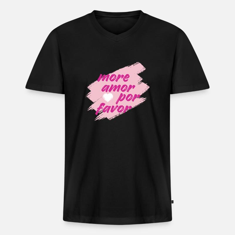 more amor - Männer Premium Bio T-Shirt mit V-Ausschnitt - Schwarz