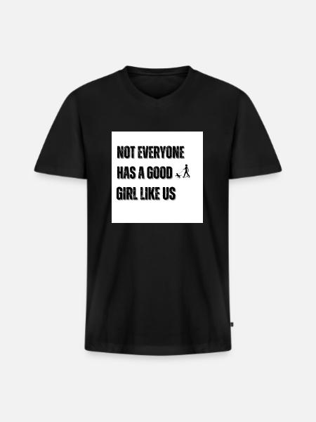 Brave fille - T-shirt encolure en V Premium bio Homme - noir