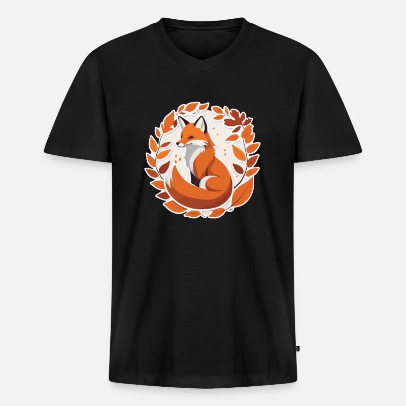 Fuchs im Herbst #2 - Männer Premium Bio T-Shirt mit V-Ausschnitt - Schwarz