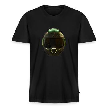 Schlanker futuristischer Helm - Männer Premium Bio T-Shirt mit V-Ausschnitt - Schwarz - Vorne - Nico (187cm)