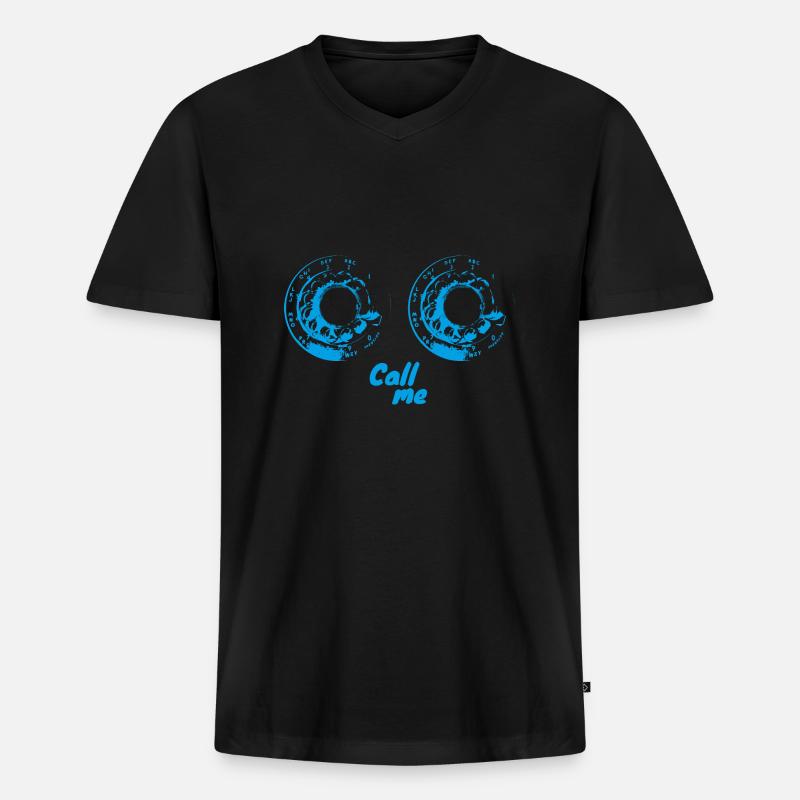Telefon Romantic - version blau - Männer Premium Bio T-Shirt mit V-Ausschnitt - Schwarz
