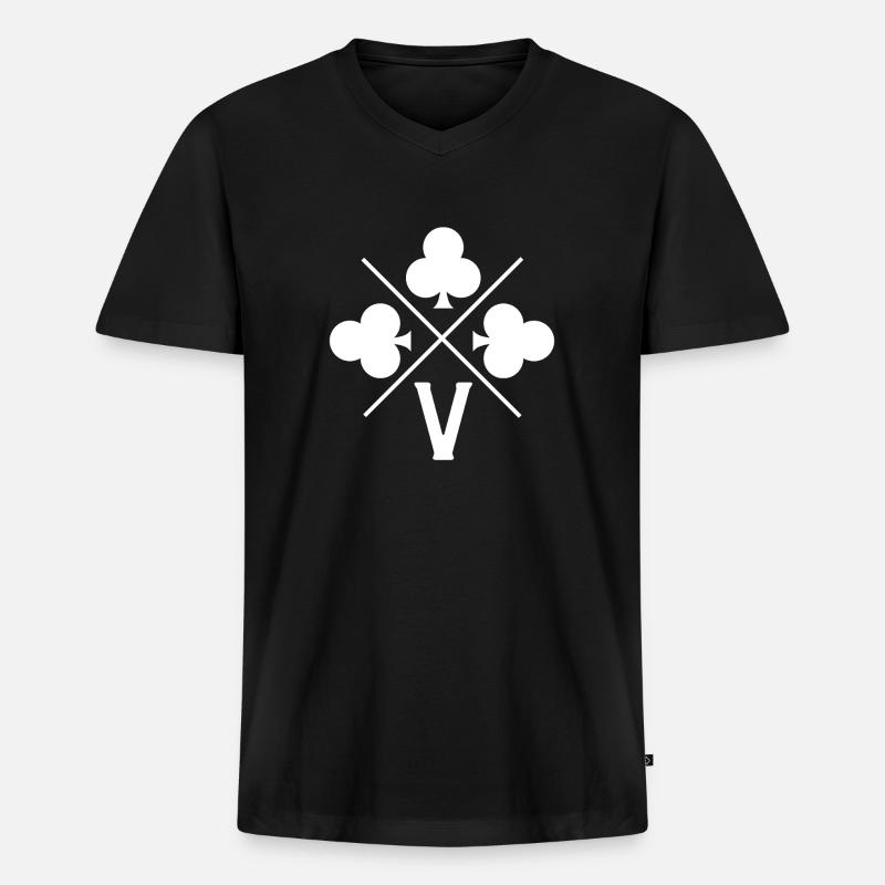 Buchstabe v Glücksklee - Männer Premium Bio T-Shirt mit V-Ausschnitt - Schwarz