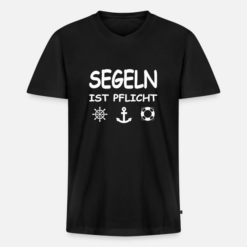 Segeln - Männer Premium Bio T-Shirt mit V-Ausschnitt - Schwarz
