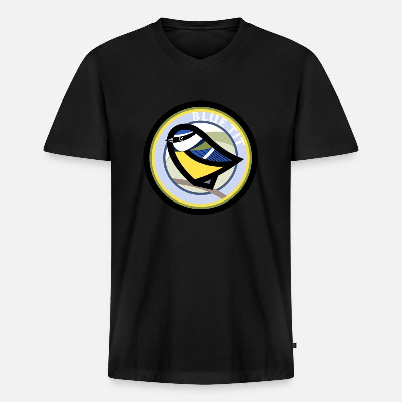 Blaumeise - Männer Premium Bio T-Shirt mit V-Ausschnitt - Schwarz