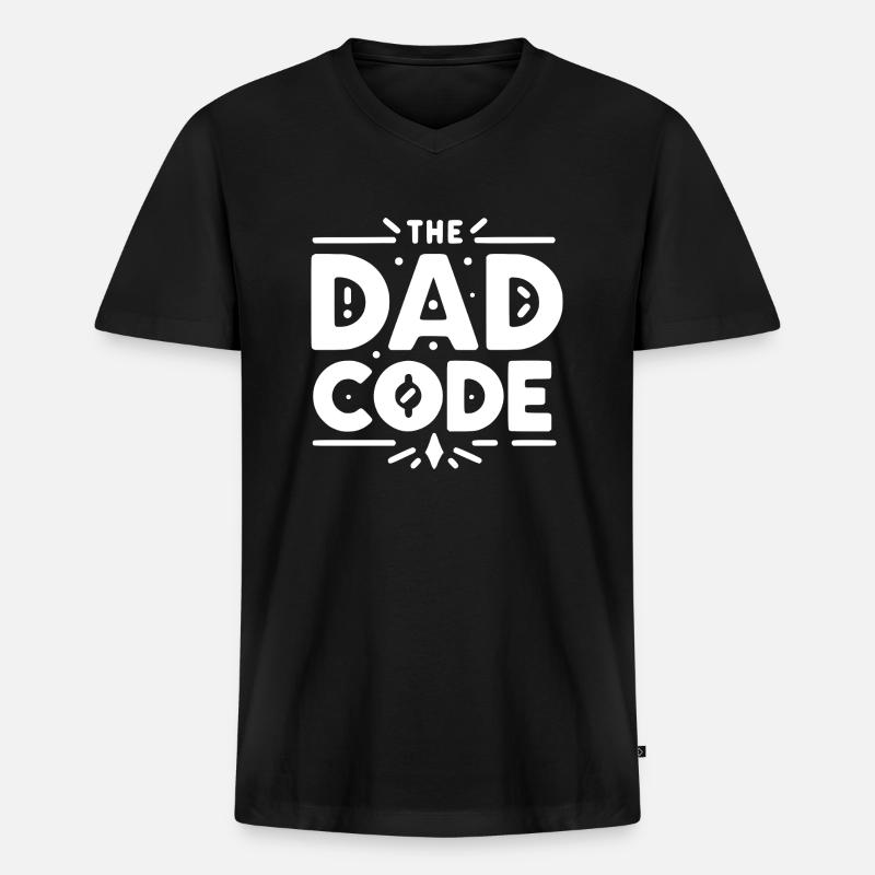 Der Papa-Code - Männer Premium Bio T-Shirt mit V-Ausschnitt - Schwarz