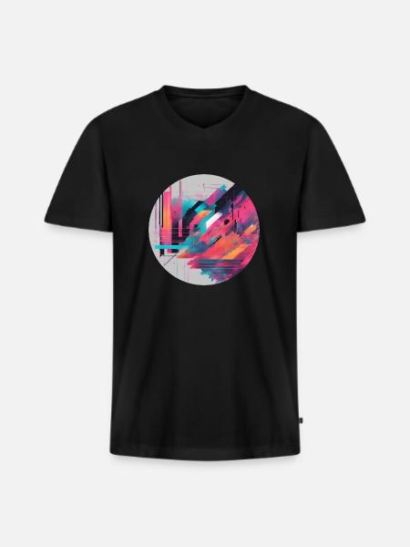Glitch-Kunst - Männer Premium Bio T-Shirt mit V-Ausschnitt - Schwarz