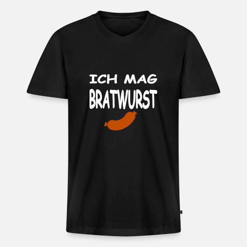 Bratwurst - Männer Premium Bio T-Shirt mit V-Ausschnitt - Schwarz