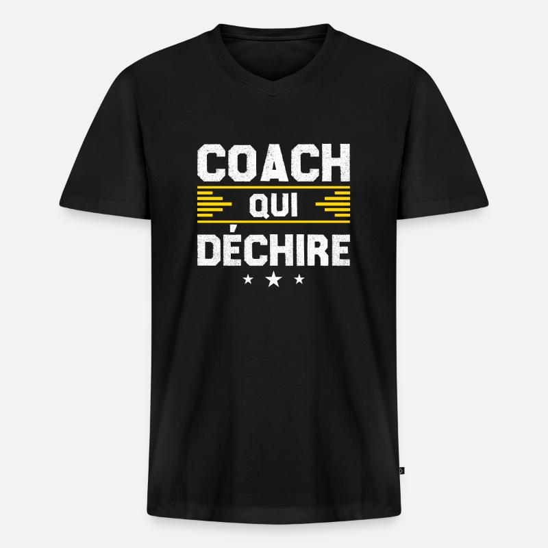 Coach Wer - Männer Premium Bio T-Shirt mit V-Ausschnitt - Schwarz