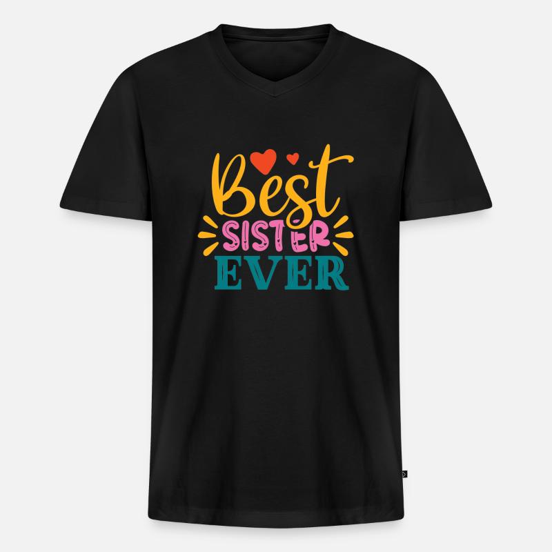 Beste Schwester - Männer Premium Bio T-Shirt mit V-Ausschnitt - Schwarz