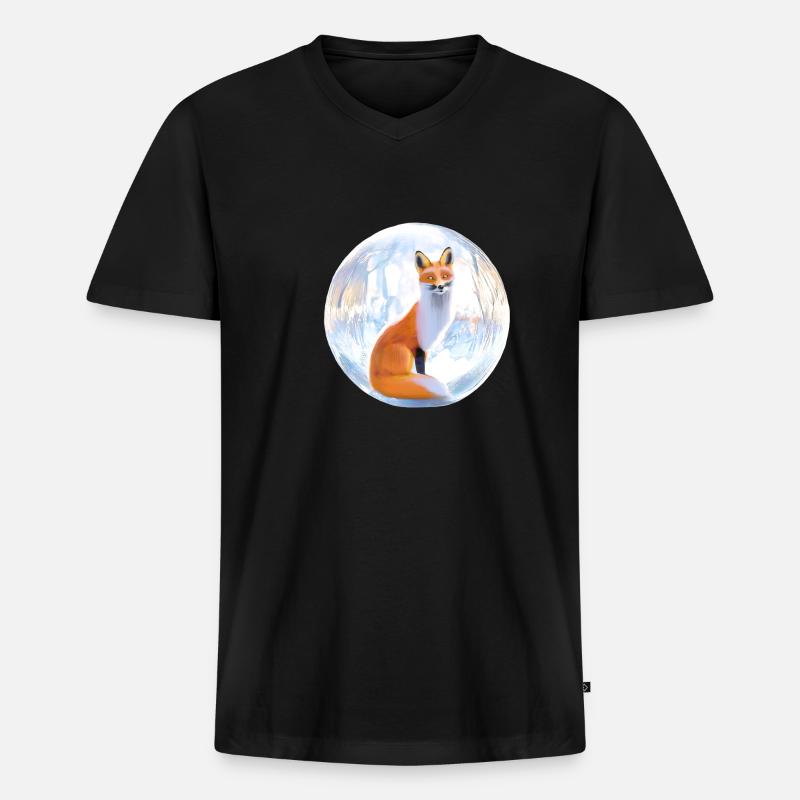 Winterfuchs. - Männer Premium Bio T-Shirt mit V-Ausschnitt - Schwarz