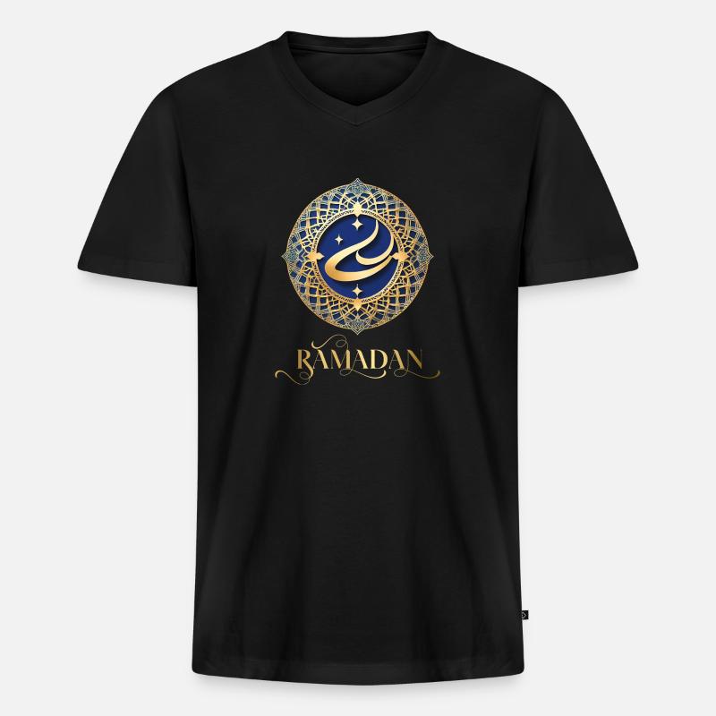 Ramadan Geschenkidee Eid Mubarak Islam - Männer Premium Bio T-Shirt mit V-Ausschnitt - Schwarz