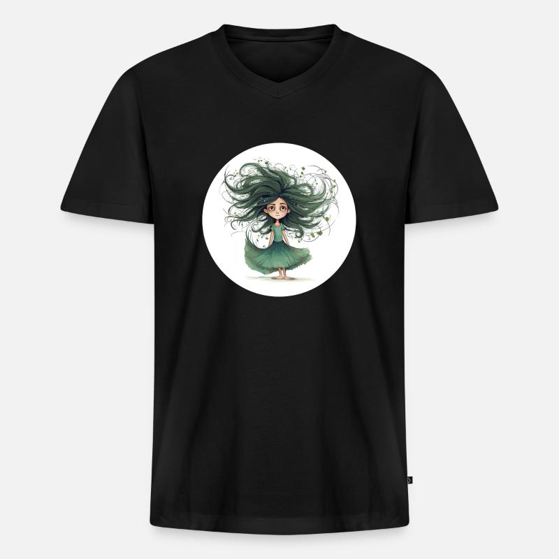 Waldfee - Männer Premium Bio T-Shirt mit V-Ausschnitt - Schwarz