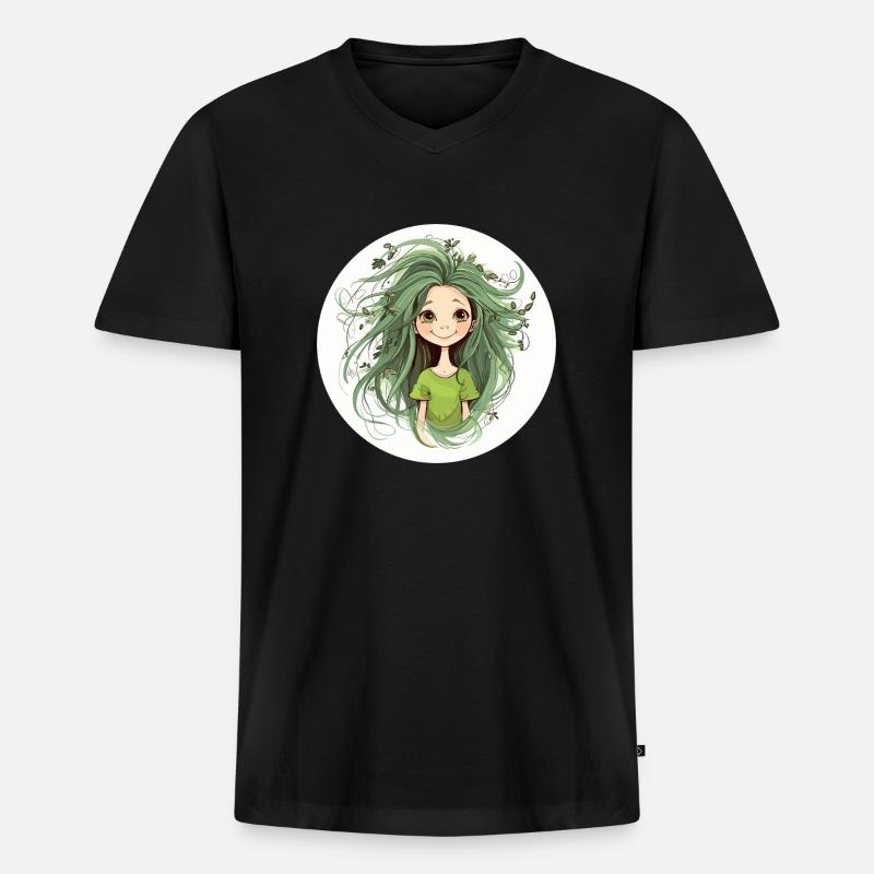 Waldfee grün - Männer Premium Bio T-Shirt mit V-Ausschnitt - Schwarz